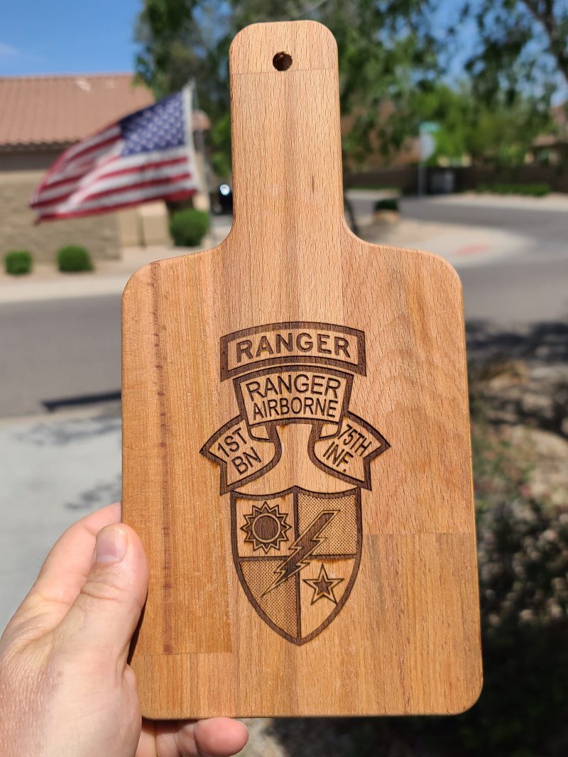 1st Ranger Bn Old Scroll cutting board