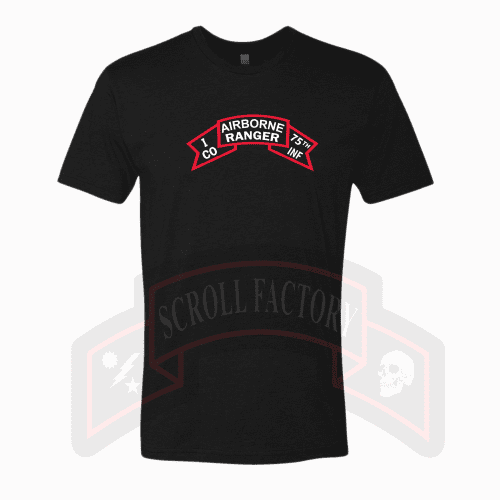 I Co Airborne Ranger Scroll Black Shirt mock up