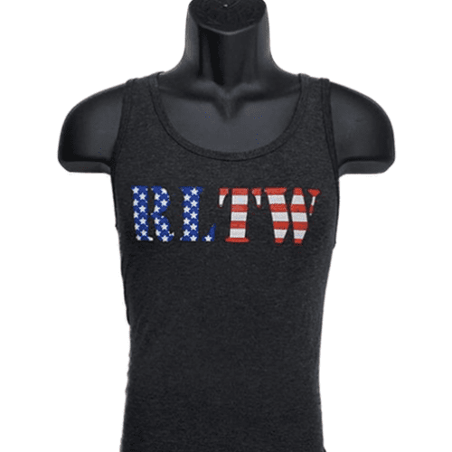 Mens RLTW Flag Charcoal front tank 1 w